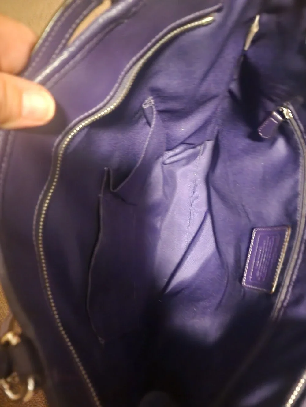Coach Purple Leather & Signature Panel Shoulder Bag